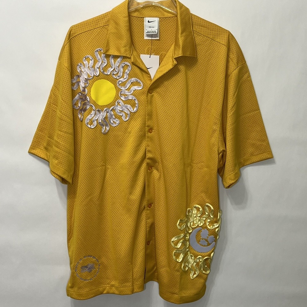 Nike Uphoria Project Patch Logo Design Mesh Button Short Sleeve‎ Shirt Men Large